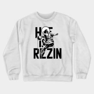 He Is Rizzin Funny Jesus Play Basketball Easter Christian Anime Crewneck Sweatshirt